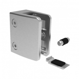 Pince à verre avec taquet 65 x 55 mm inox – Pose sur tube plat