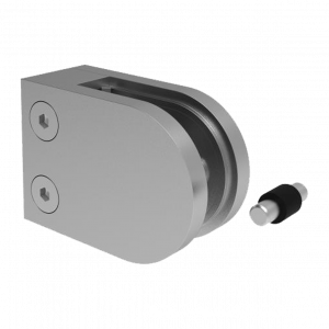 Pince à verre demi-ronde 45 x 63 mm – Fixation sur tube plat en inox ou zamak