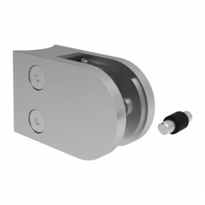 Pince à verre demi-ronde 45 x 63 mm – sur tube Ø42,4 mm en inox, poli miroir ou zamak