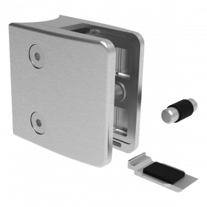 Pince à verre avec taquet 65 x 55 mm inox brossé pour tube 42,4 mm