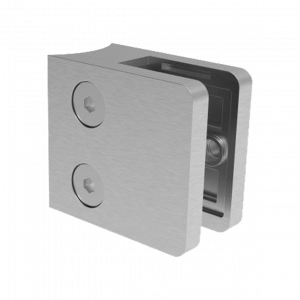 Pince à verre 45 x 45 mm en inox brossé sur tube 42,4 mm