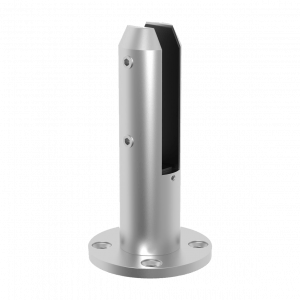 Pince sol inox brossé à embase ronde pour fixation discrète et sécurisée de panneaux de verre. Idéale pour garde-corps et cloisons, usage intérieur/extérieur.