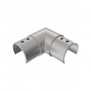 Angle horizontal inox 304 ou 316 pour tube à gorge Ø42,4 mm. Raccord solide et esthétique pour garde-corps et structures inox.