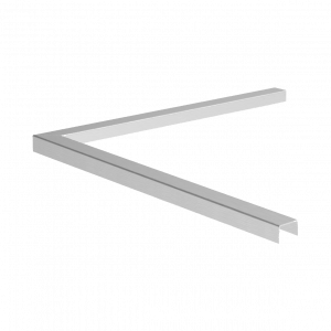 Angle 90° pour profilé en U 22/16/22 en inox 304 ou aluminium satiné, finition soignée pour garde-corps et cloisons vitrées.