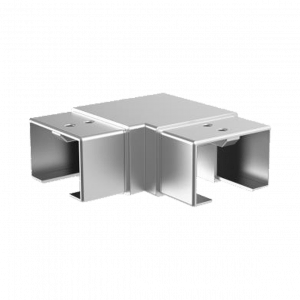 Angle horizontal inox 316 40x40 mm, idéal pour tube à gorge en milieu salin, finition brossée.