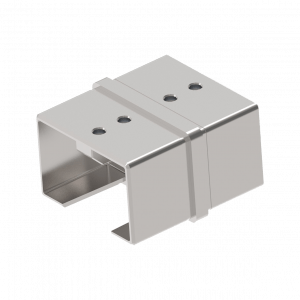 Manchon inox 316 pour tube à gorge 40x40 mm, finition brossée, idéal pour milieux salins.