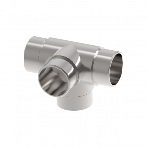 Raccord de main courante à 4 départs en inox 304 brossé Ø33,7 mm