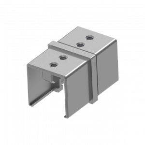 Manchon inox 304 ou 316 pour tube à gorge carré 40x40 mm. Assemblage précis et discret, idéal garde-corps et structures inox.