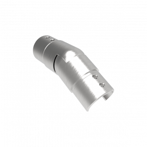 Raccord orientable rampant haut inox 304 ou 316 pour tube à gorge Ø42,4 mm. Ajustable et solide, idéal pour garde-corps en pente.