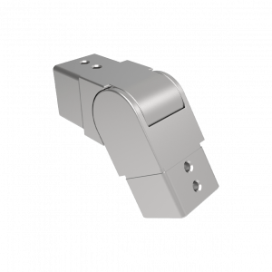Raccord orientable rampant haut inox 304 pour tube à gorge carré 40x40 mm. Ajustable et solide, idéal pour garde-corps en pente.