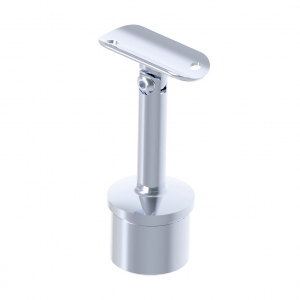 Support de main courante orientable inox 304 brossé pour poteau Ø42,4 mm et main courante Ø48,3 mm.