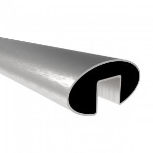Tube à gorge inox 304 ovoïde 80x40 mm, longueur 5000 mm. Design moderne, solide et précis, idéal pour garde-corps haut de gamme.