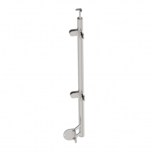 Poteau de garde-corps inox 304 ou 316 brossé Ø42,4 mm, pose à l’anglaise angle sortant, hauteur 1175 mm